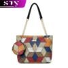 STY Ladies Black Handbag Coin Bag Set Swan Metal Decoration Bag Small & Medium-sized Tote Bags - Color-blocking