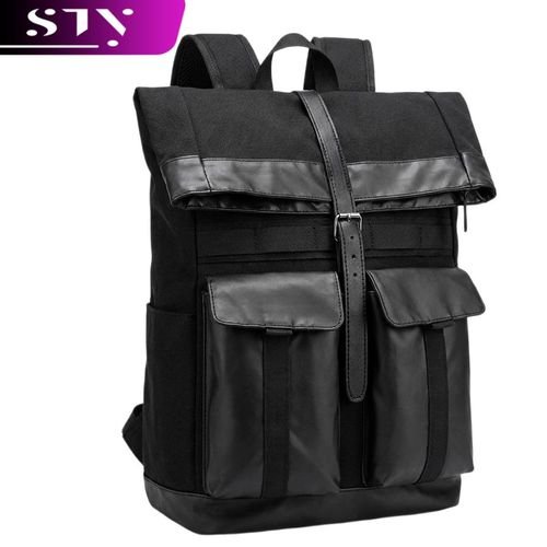A1 Men's Black Nylon Anti-Theft Backpack - Large Capacity, Multi-Pocket